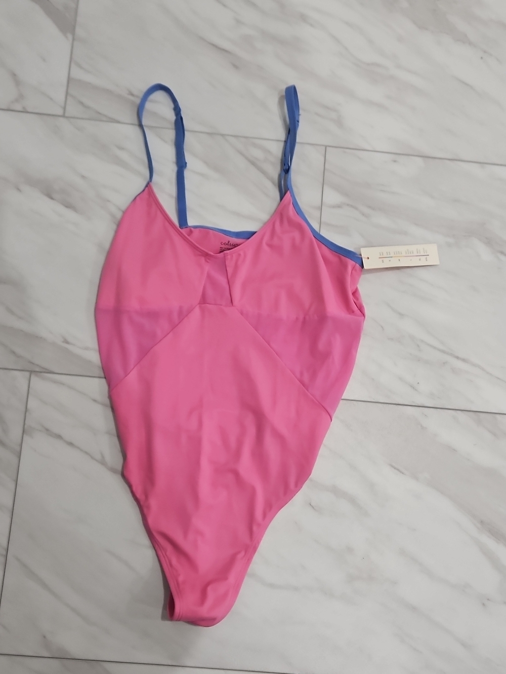 Colsie Pink Bodysuit with Blue Straps